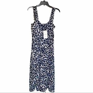 Zara Black Animal Print Ruffled Straps Button-Down Dress. Size Medium NWT